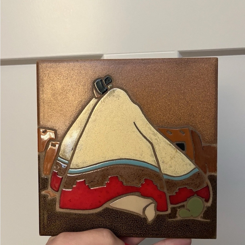 Santa Fe art tile Arius 1986 wall decor 6" X 6" Woman With Cactus